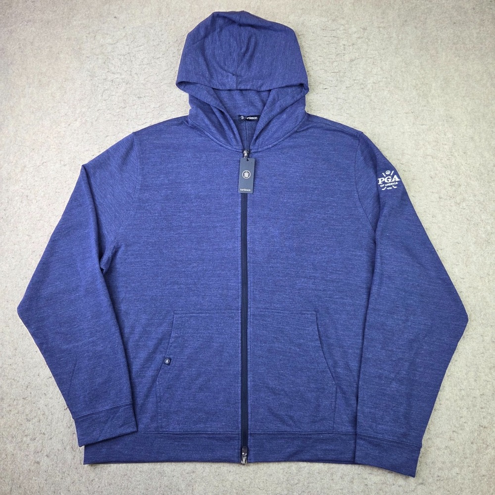 Turtleson Full Zip Hoodie Mens 2XL Blue Heather PGA Golf Embroidered Pockets NEW